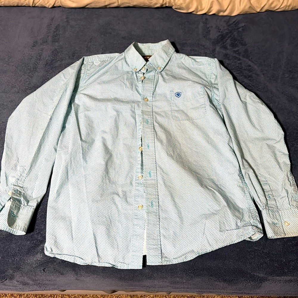 Ariat Light Blue Microprint Button-Down Shirt